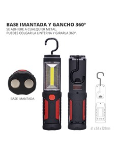 TM ELECTRON Linterna de Trabajo 3W  Led Con Gancho Para Colgar e Iman TMTOR012 Colores