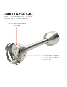 TM ELECTRON Batidora de Brazo + Vaso 600ml BLENDER 1200W TMPBA016 Cable Riazdo