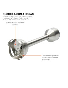 TM ELECTRON Batidora de Brazo Varilla+ Picadora + Vaso 600ml BLENDER 1200W TMPBA017