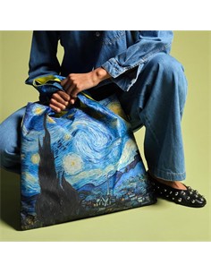 LOQI VG.SN.Y Bolsa Plegable Vincent Van Gogh Noche Estrellada Amarillo 50x42Cms/ Hasta 20Kg de Carga
