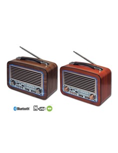 SAMI Radio Portatil Multibanda RS-11882 XL Vintage Madera,Luz Led Con BT,Usb,Micro Sd,Recargable