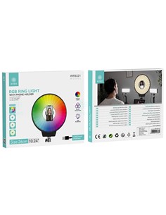 IKREA Aro De Luz Led 10.24"/26cms Con 3 TIpos De LuzAmarilla/Calida/Blanca+RGB WR9221