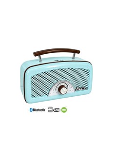 SAMI Radio Portatil Multibanda RS-11871 Vintage Azul Asa de Madera Con BT,Usb,Micro Sd,Recargable