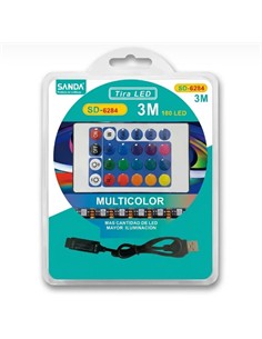 SANDA Tira Led 3Mtrs RGB 180 Led SD-6286 Con APP Alimentacion Usb
