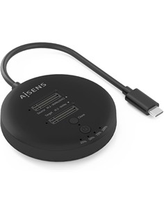 AiSENS Estacion de Docking 2X M.2 NVMe A Usb 3.2 Tipo C/M Compatible Para Disco SSD ASDS-2M2N05