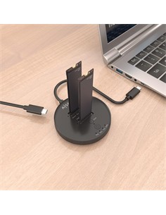 AiSENS Estacion de Docking 2X M.2 NVMe A Usb 3.2 Tipo C/M Compatible Para Disco SSD ASDS-2M2N05