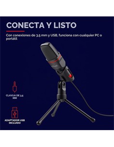 TRUST Microfono Para PC Gaming X Por Usb Jack 3.5mm Con Tripode Cable 1.8Mtrs Negro GTX 212