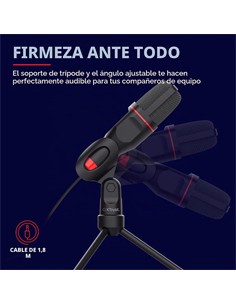 TRUST Microfono Para PC Gaming X Por Usb Jack 3.5mm Con Tripode Cable 1.8Mtrs Negro GTX 212