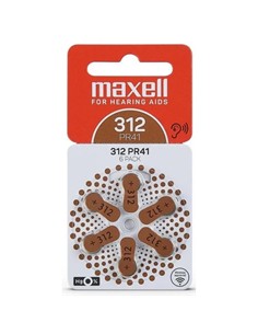 MAXELL Pack De 6 Pilas Boton 312/PR41 Audifono