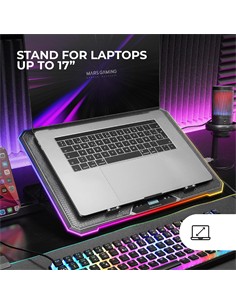 MARS GAMING Base Refrigeradora Para Portatil 17",Luces RGB Gaming ,Con Soporte Para Movil MNBC13