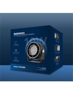 DAEWOO Ventilador Sobremesa Recargable DW9018 4 Velocidades Selector Tactil Negro