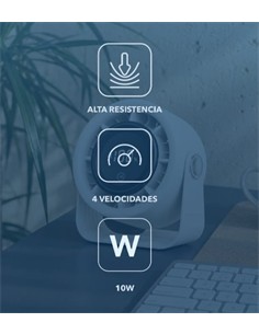 DAEWOO Ventilador Sobremesa Recargable DW9019 Blanco 4 Velocidades Selector Tactil
