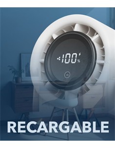 DAEWOO Ventilador Sobremesa Recargable DW9019 Blanco 4 Velocidades Selector Tactil