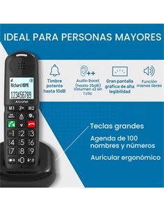 ALCATEL Telefono Inalambrco XL685 Negro Teclas Grandes Compatible Con Aaudifono