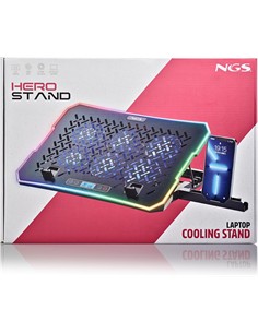 NGS Base Refrigeradora Para Portatil 15.6"HERO STAND ,Con Soporte Para Movil y Luz led