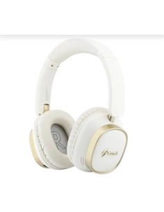 GUESS Auricular de Casco Bluetooth ENC Blanco Dorado Cancela.Ruido en Mic. 26H Asistente Por Voz