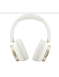 GUESS Auricular de Casco Bluetooth ENC Blanco Dorado Cancela.Ruido en Mic. 26H Asistente Por Voz