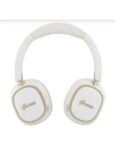 GUESS Auricular de Casco Bluetooth ENC Blanco Dorado Cancela.Ruido en Mic. 26H Asistente Por Voz