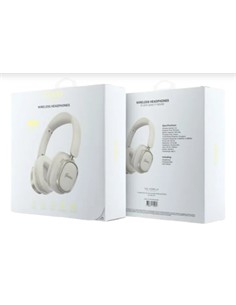 GUESS Auricular de Casco Bluetooth ENC Blanco Dorado Cancela.Ruido en Mic. 26H Asistente Por Voz