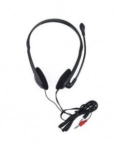 D4U Micro Auricular Para PC Conference Cable 1.3Mtrs, Doble Clavija Jack 3.5mm Negro