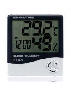 Reloj Con Temperatura, Humedad Gris Blanco HTC-1