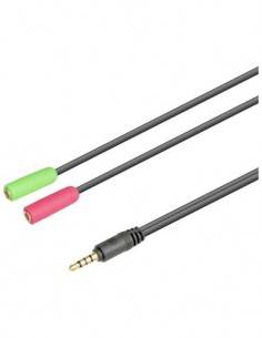 NIMO Cable Jack 3.5mm/M 4 Puntos A 2 XJack 3.5mm/H Mic+Aur Rosa Verde 0.20cm WIR988