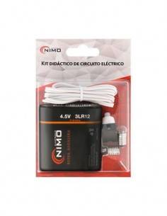 NIMO Kit Didactico de Circuito Electrico Bombilla,Interruptor,Portalampara, Pila Petaca 3R12 Y cable