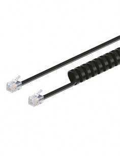 NIMO Cable Telefono RJ11 Rizado Negro 7.5Mtrs