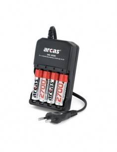 ARCAS Cargador de Pilas AA/AAA Ni-Mh Ni-Cd Recargable Con 4X Pilas AA 2700mAh CAR310 carga individua