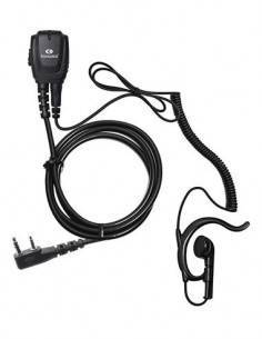 KOMUNICA Micro Auricular Para Kenwood PWR-2302 Cable Rizado Con Orejera Negro
